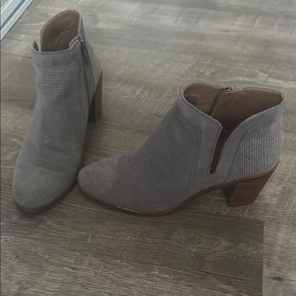 Gray Textured Ankle Boots